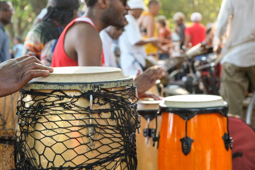 Drummers in a drum circle.